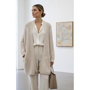 Zara Blush Knit Cocoon Style Cardigan Open Sweater Batwing Sleeves M Oversized